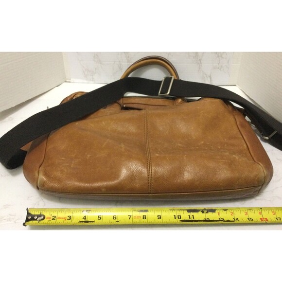 Fossil Messenger Computer Distressed Leather Laptop Shoulder Strap Brown Tan - Picture 5 of 9